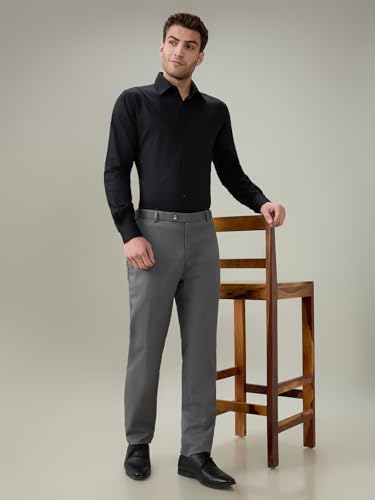 Raymond Men Slim Fit Solid Chambray Pattern Pure Cotton Semi Cutaway Collar Full Sleeve Formal Shirt