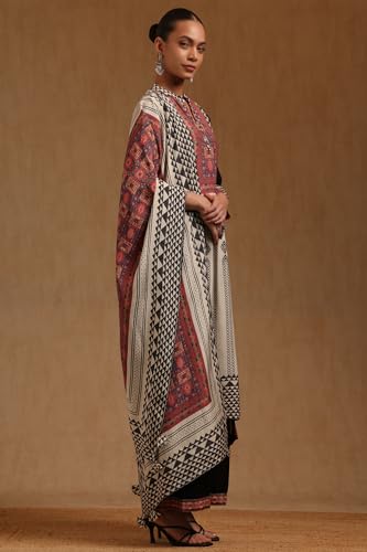 Soch Womens Black Georgette Ethnic Motifs Salwar Suit With Beads And Stones