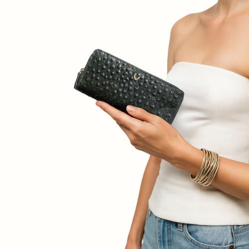 Hidesign Women's Genuine Leather Double Zip Around Wallet