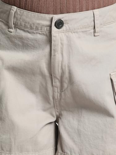 BENE KLEED Shorts for Women|Women Silver Grey High Rise Solid Cargo Shorts | 100% Cotton Trendy and Comfortable