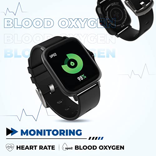 HAMMER Pulse 2.0 Smart Watch, 1.69" Screen, Latest Bluetooth Watch with Calling, Sports Activity Tracker IP67 Water Resistant Blood Oxygen Monitoring Multiple Watch Faces Camera & Music Control Black