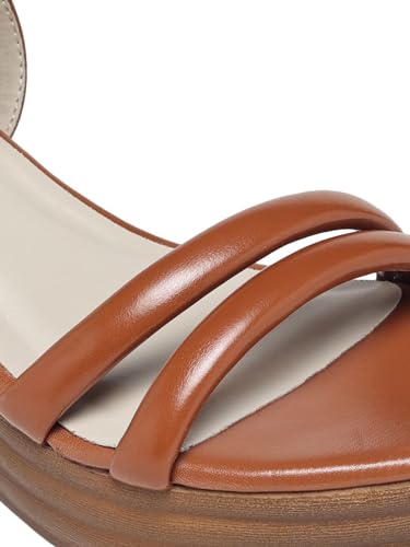 MONROW Wedges for Women & Girls | Stylish & Fancy Wedges | Extra Cushioning & Comfortable, Fashionable, Light Weight, Fashion Wedges for Girls (Tan/4-UK)