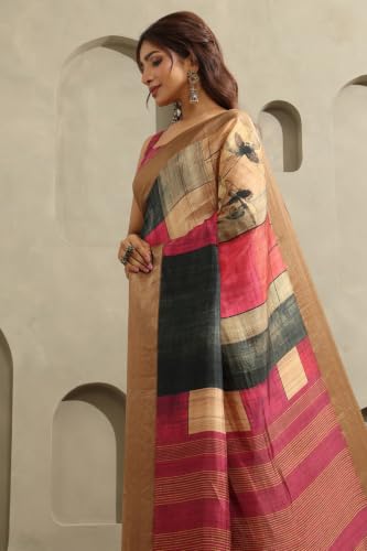 Soch Womens Multicolour Viscose Geometric Printed Saree