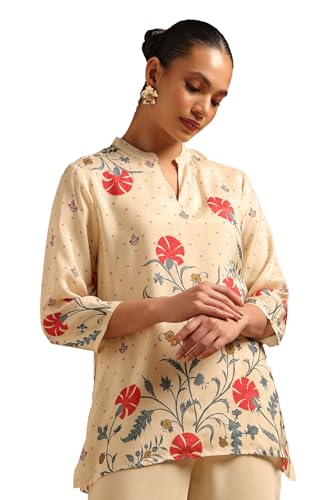 Soch Womens Cream Muslin Botanical Tunic