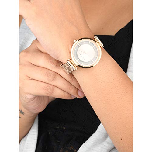 Giordano Analog Rose Gold See Through Dial Stylish Women's Watch