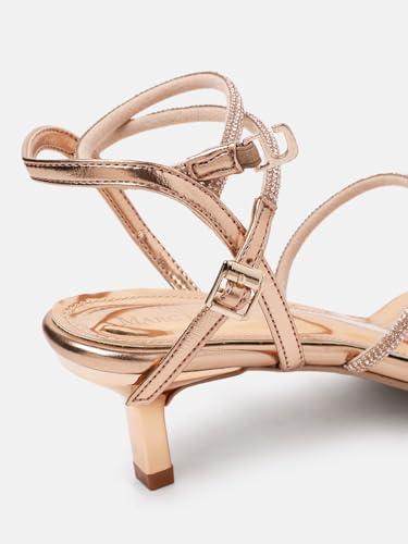Marc Loire Women Embellished Fashion Sandals with Kitten Heels (Rose Gold, UK Footwear Size System, Adult, Women, Numeric, Medium, 7)