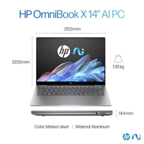 HP OmniBook X Laptop, Snapdragon® X Elite X1E-78-100,14inch(35.6 cm),2.2K Touch Display,IPS,16GB LPDDR5x,1TB SSD,Next Gen Windows, Copilot +,Blue,1.34 kg,14-fe0121QU