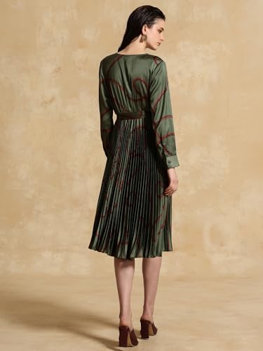 Kazo Yana Printed Midi Dress Olive