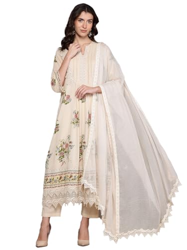 Ecru Multi Chintz Kurta With Palazzo And Dupatta