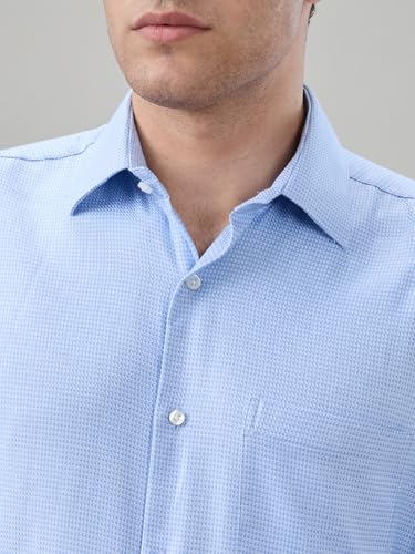 Raymond Blue Structure Pattern Men Long Sleeve Casual Shirt