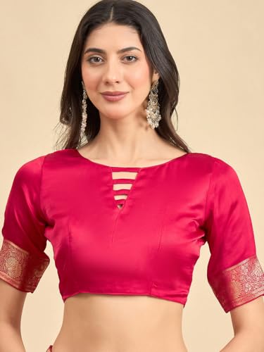 AKHILAM Women's Kanjivaram Woven Soft Silk Saree With Blouse Piece