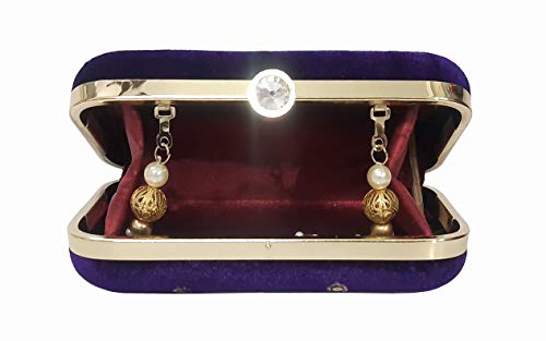 DUCHESS Women's Box Clutch with Pearl Handle-Bridal Ethnic Traditional Casual Purse/Clutch/Handbag (4 x 7 x 2 inch)