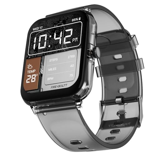 Fire-Boltt Ninja Phantom Smart Watch 1.83” Display, Transparent Clear Body Design, Bluetooth Calling, 120+ Sports Modes, Voice Assistant, AI Outfit Watch Face Smartwatch for Men & Women Black Smoke