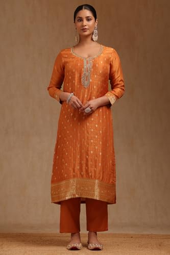 Soch Women's Dola Silk Salwar Suit Set (SMUA5CD2313_Orange