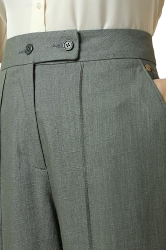 Allen Solly Women Green Regular Fit Textured Formal Trousers