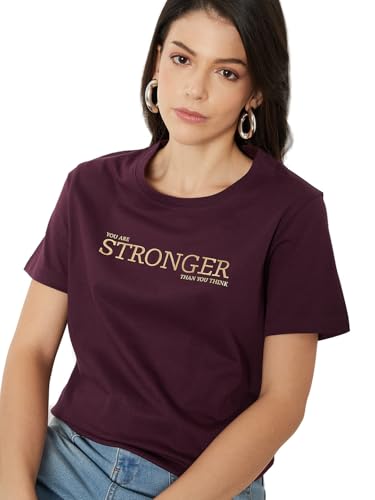Max Women Printed T-Shirt(Purple_S)
