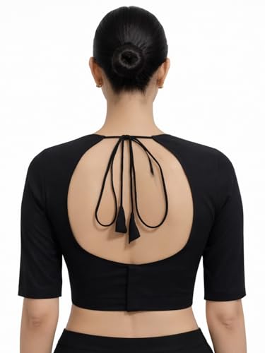 Thevasa Women's Halo Curve Blouse (Black, 42)