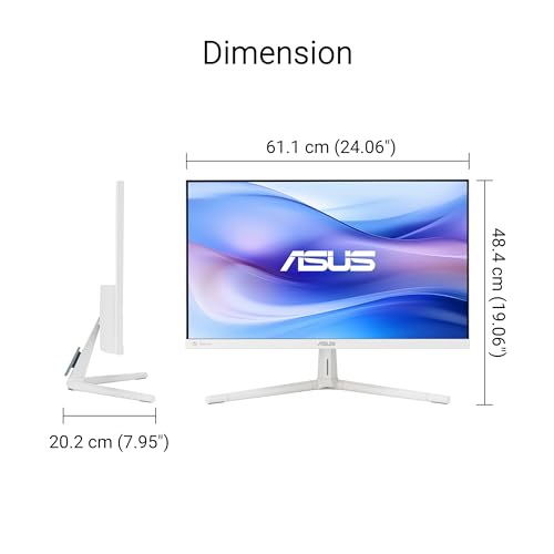 ASUS 27 inch 1080p Eye Care Monitor (VU279HFI-W) - Full HD, IPS, 100Hz, SmoothMotion, Adaptive Sync, Nano ion, Eye Care Plus, Blue Light Filter, Flicker-Free, Assembly