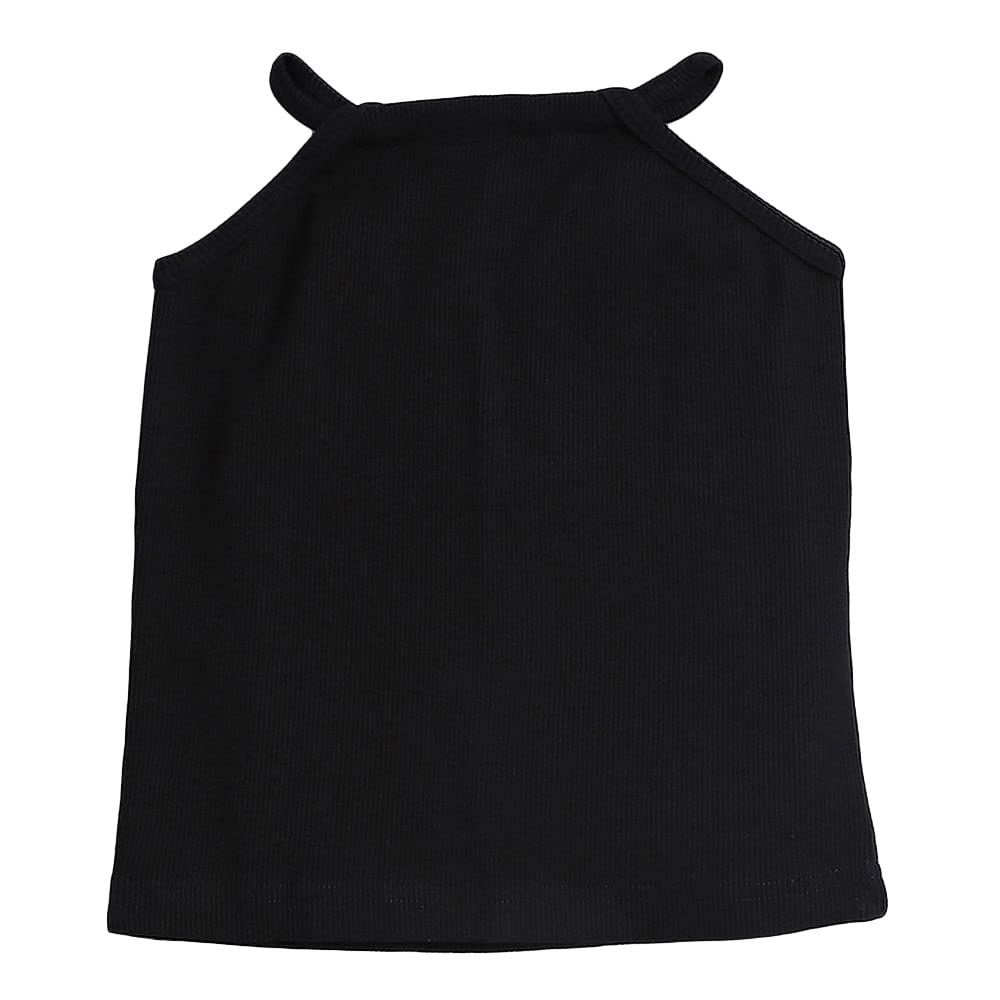 Hopscotch Girls Cotton Solid T-shirt and Skirt Set In Black Color For Ages 5-6 Years (JIG-3082401)