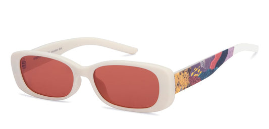 VINCENT CHASE EYEWEAR Vincent Chase By Lenskart|White-Brown Full Rim Rectangular|Vacation Edit|Branded Latest And Stylish Sunglasses|Polarized And 100% Uv Protected|For Women|Large|Vc S16873