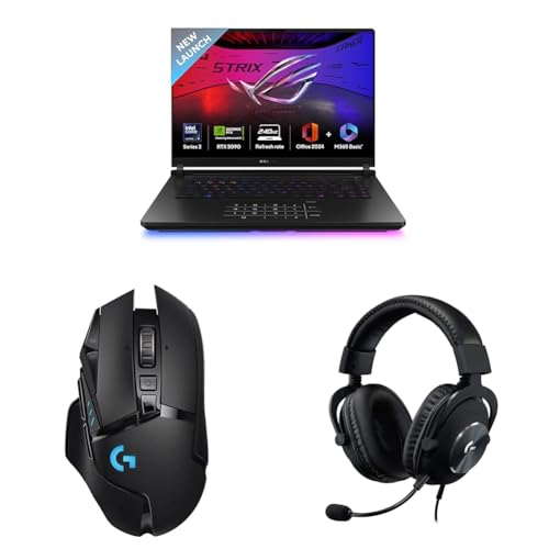 ASUS ROG Strix Scar16 Gaming Laptop,Intel Core Ultra 9 275HX+24GB RTX 5090,32GB,2TB SSD with Logitech G502 LS Wireless Gaming Mouse, 25000DPI Programmable and Logitech GProX Wired Gaming Headset