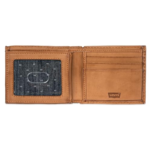 Levi's Men's RFID Extra Capacity Slim Bifold Wallet with Multiple Card Slots, Turlock Tan, One Size