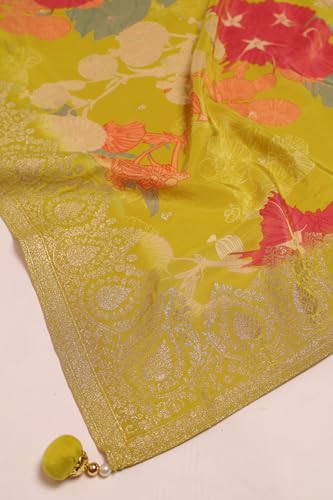 Soch Womens Green Tissue Zari Woven Suit Set With Sequins