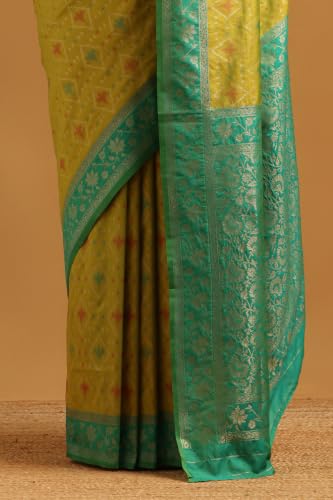 Soch Womens Light Green Silk Blend Ethnic Motifs Zari Woven Saree