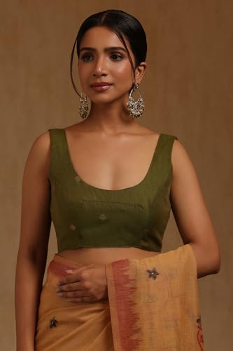 Soch Womens Beige Chanderi Floral Woven Design Saree