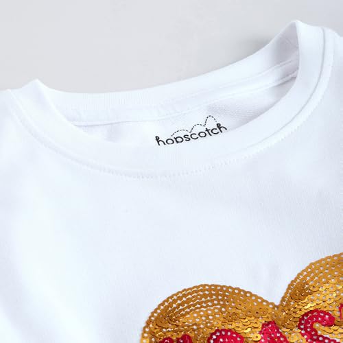 Hopscotch Girls White Full Sleeves Sequin Embellished Sweatshirt for Age (4-5 Years)