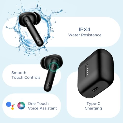 boAt Airdopes 141/8, Low Latency, ENx Tech, 42HRS Battery, Fast Charge, Stream Ad Free Music via App Support, Bluetooth Earbuds, TWS Ear Buds Wireless Earphones with mic (Bold Black)
