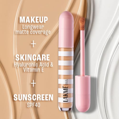 Lakme 9to5 Hya Beach Edit Colour Correcting + Brightening Concealer, SPF 40, Light 1, 6ml