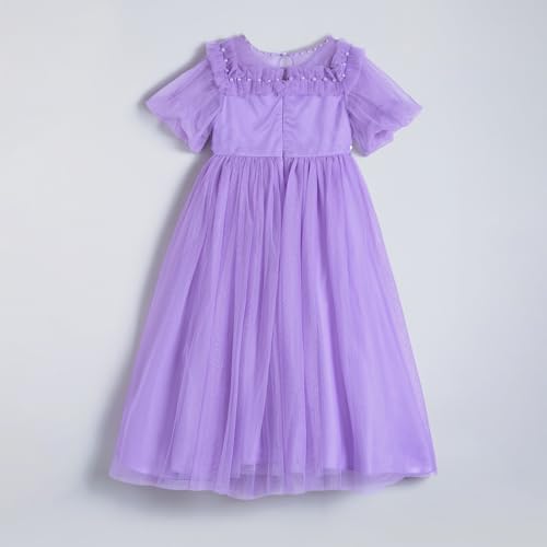 Hopscotch Girls Purple Short Sleeves Sequin Embellished Gown for Age (2-3 Years)
