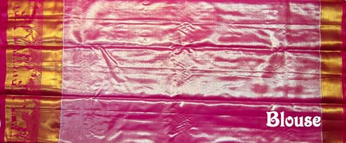 VFCollections Women's Traditional Handloom Kanchipuram Silk Pure Pattu Sarees Royal Wedding Border & Bridal Butta | Rich Zari Woven Design | Bridal Saree | Unstitched Blouse