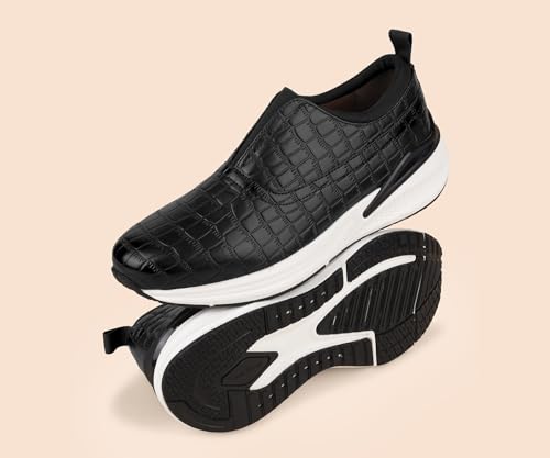 LOUIS STITCH Men's Sneakers Shoes Casual Sneaker for Men Patina Finish Cushion Sole Breathable Inner-Black (CCELJB) (Size- 6UK)