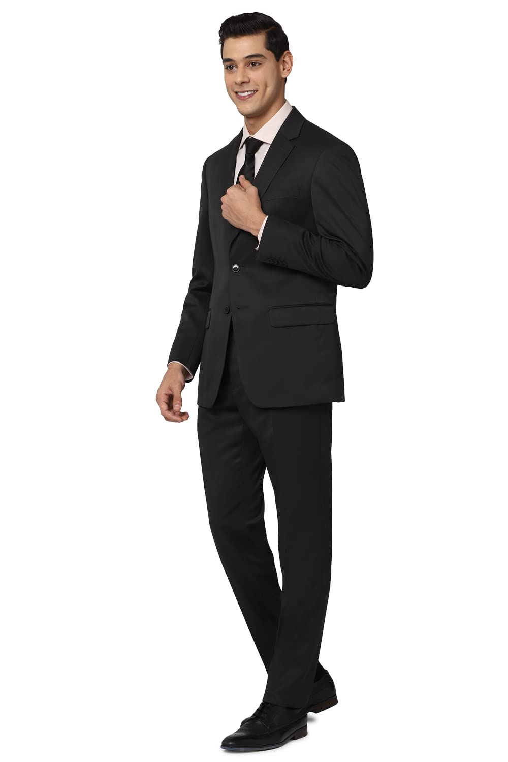 Peter England Men's Polyester Blend Slim Fit Business Suit Pants Set (Pesuotlbt94160_Grey_38)