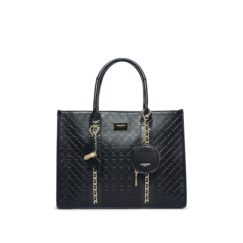 Akiki London Women's Hounslow 39 Large Box Handbag|comes with Pouch and Dog Charm|Stylish Ladies Purse|Office Handbag for Women