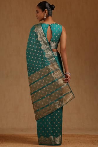 Soch Womens Teal Green Art Silk Zari Woven Saree