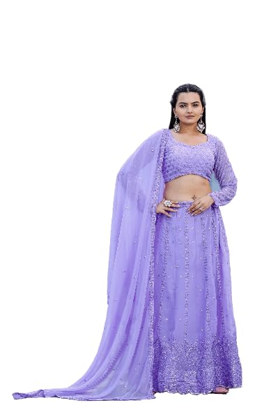 Fashion Basket Women's Georgette Semi-Stitched Lehenga Choli Set