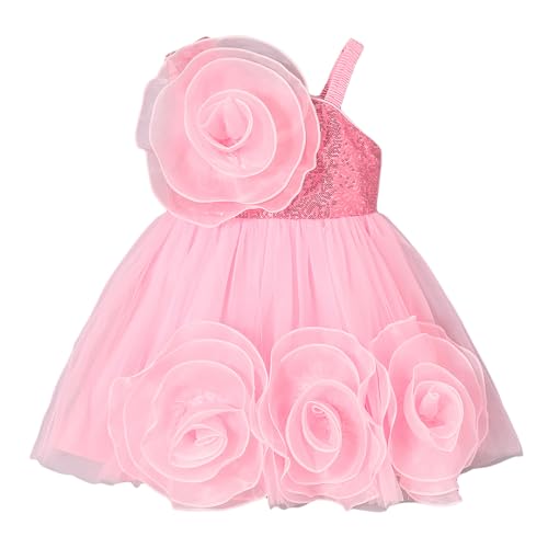 Hopscotch Girls Pink Sleeveless Rosette Sequin Tulle Dress for Ages (18-24 Months)