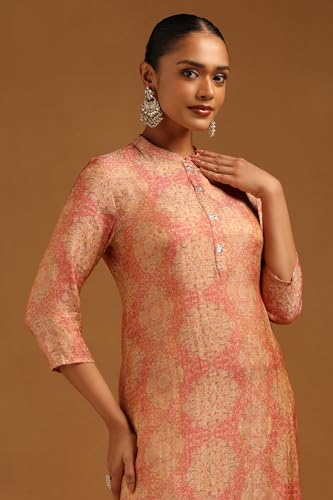 Soch Womens Onion Pink Muslin Ethnic Motifs Kurta