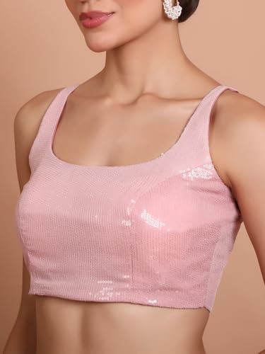 S SALWAR STUDIO Pink Georgette Embellished Readymade Blouse