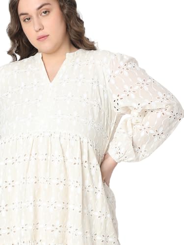 VERO MODA Curve Women Beige Fit and Flare Dress