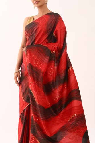 Taneira Women Multicolored Pure Silk Hand Painted Saree with Unstitched Blouse Piece (SHH08D00046-Multicolour)