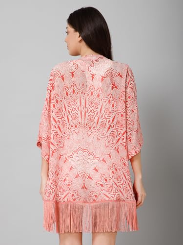 Purys Women's Pink Casual Shrug