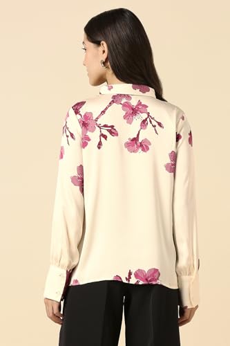 Women Beige Print Long Sleeves Shirt