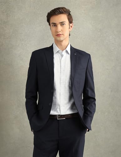 Arrow Men's Wool Business Suit Pants Set (ARAJSU5547_Navy