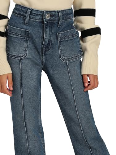 VERO MODA Girl's Solid Bootcut High Rise Blue Jeans