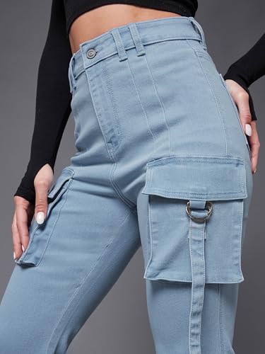 Miss Chase Women's Bootcut High Rise Clean Look Regular Stretchable Denim Jeans (MCAW25DEN62-55-446-34, Frost Blue, 34)