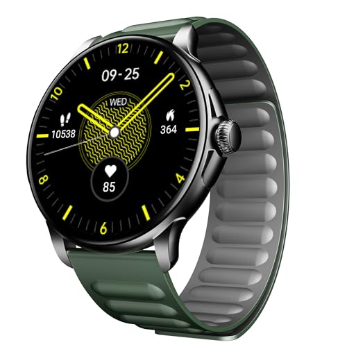 boAt Newly Launched Lunar Oasis w/ 1.43” AMOLED Display, Turn-by-Turn Navigation, Dynamic UI, QR Tray, Watch Face Studio, BT Calling & Magnetic Silicon Strap Smart Watch for Men & Women(Olive Green)